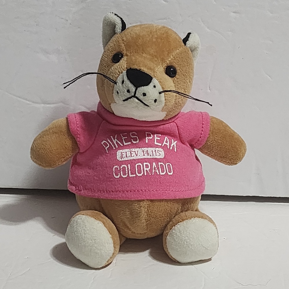 Pikes Peak Colorado CAT Pink T-Shirt Plush Souvenir Stuffed Animal Toy 8"